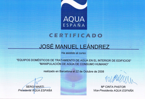 Certificado Aqua España a Ideagua